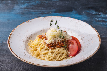 Spaghetti bolognese in a plate