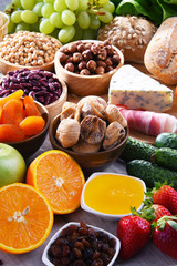 Assorted organic food products on the table