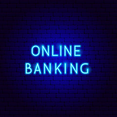 Fototapeta na wymiar Online Banking Neon Text