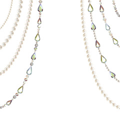 Fototapeta premium Pearls. Vector illustration. Beads. Jewelry. Background. Crystals. Gems.