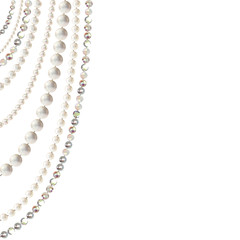 Pearls. Vector illustration. Beads. Jewelry. Background. Crystals. Gems.