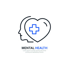 Fototapeta premium Mental health icon design isolated on white background. Vector illustration