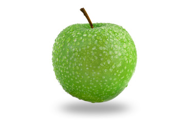 Green apple on white background, fresh natural fruit