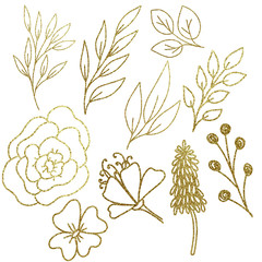 Hand Drawn Golden frames for card invitations and wedding