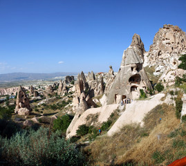 Rock carved houses, Pigeon Valley, Uchisar, Cappadocia, Turkey