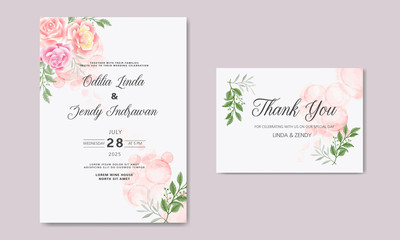 retro wedding invitation cards with beautiful floral