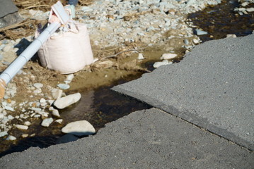 Obraz premium Typhoon damage in Ueda City