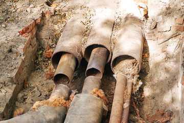 repair of the underground heating main. preparation for winter.