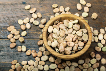 beans are scattered on the table