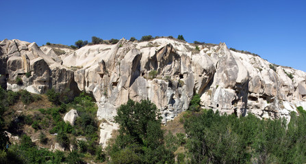 Rock carved houses, Pigeon Valley, Uchisar, Cappadocia, Turkey