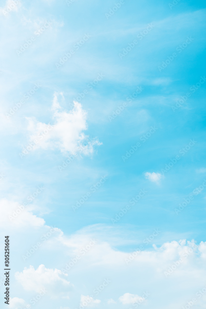 Wall mural web banner spring and summer season with beauty clear and bright sky and cloudy background with copy