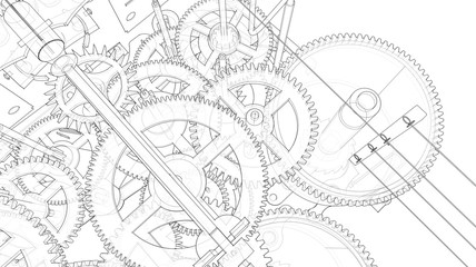  clockwork sketch 3d illustration concept © Svjatoslav