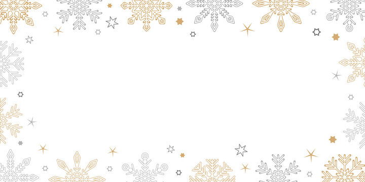 Gold And Silver Christmas Snowflake Border On White Background Vector Illustration EPS10