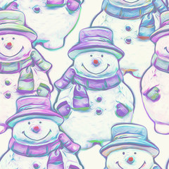 Seamless pattern with snow mans. 