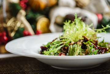 fresh salad on the Christmas table