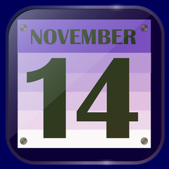 November 14 icon. For planning important day. Banner for holidays and special days. Illustration.