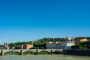 Florence, the Arno river and a bridge