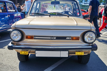 RUSSIA, BRYANSK - JULE, 2019: Russian Ussr retro car at an auto show. ZAZ 969 969M