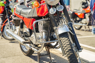Fototapeta na wymiar retro motorcycle at an auto show.