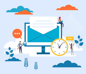 Mail envelope online chat feedback concept. Vector flat cartoon graphic design illustration