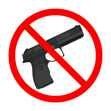 Gun forbidden sign vector isolated. Weapon is not allowed