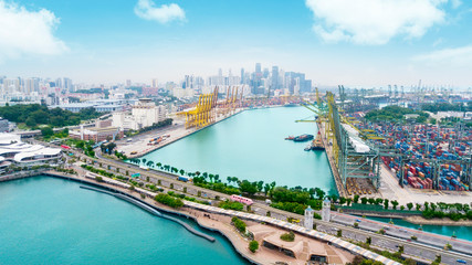 Fototapeta na wymiar international port in Singapore near Sentosa Island