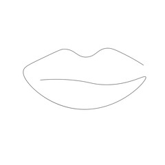 Lipstick kiss continuous line drawing icon. Vector illustration