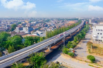 Jakarta Light Rail Transit over blue sky