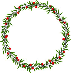 Christmas wreath element created in vector. Vector layout with copy space.