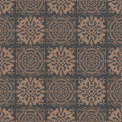 Seamless monochrome pattern. Vector lines. Antique textile. Vintage minimalistic geometric design.