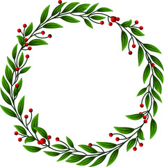 Christmas wreath element created in vector. Vector layout with copy space.
