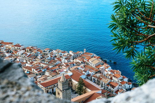 Aerial view of Cefal&ugrave; city on Sicily island in Italy