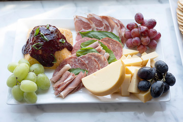 Charcuterie Plate with meats, cheese and grapes