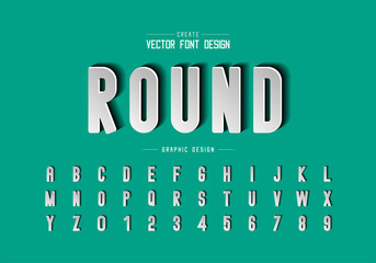 Paper cut font and alphabet vector, Round letter typeface and number design, Graphic text on background