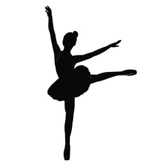  isolated, silhouette of a dancing ballerina