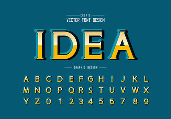 Gold font and alphabet vector, Shadow golden idea typeface letter and number design