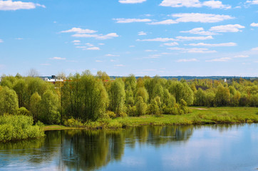 Summer landscape over the river