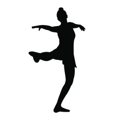 Fototapeta na wymiar isolated, silhouette dancing graceful girl dance