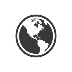 Vector Planet Earth Icon Symbol. Stock Vector illustration isolated on white background.