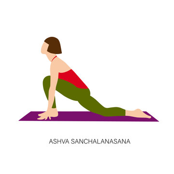 Woman in Ashva Sanchalanasana or Rider pose. 