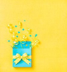 Blue Surprise gift box on Yellow