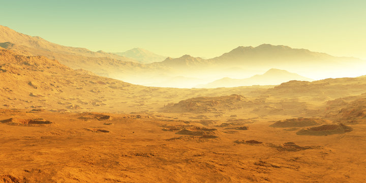 Cold desert on Mars. Martian Landscape © Peter Jurik