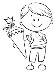 Fototapeta premium Junge mit Schultüte - Vektor-Illustration