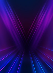 Empty dark abstract background. Background of an empty show scene. Glow of neon lights on an empty stage.