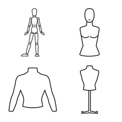 Vector illustration of mannequin and fashion icon. Set of mannequin and form vector icon for stock.