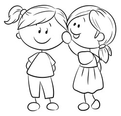 Flüsternde Mädchen - Vektor-Illustration