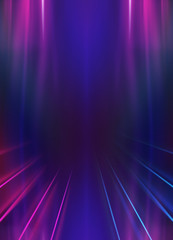 Empty dark abstract background. Background of an empty show scene. Glow of neon lights on an empty stage.