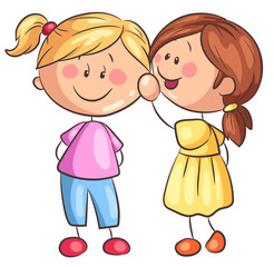 Flüsternde Mädchen - Vektor-Illustration