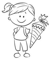 Mädchen mit Schultüte - Vektor-Illustration