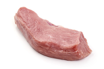 Raw pork steak, isolated on white background